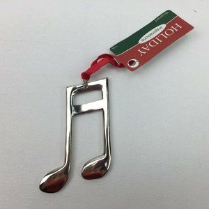 Holiday Inspirations Metal Silver Music Half Note Christmas Ornament